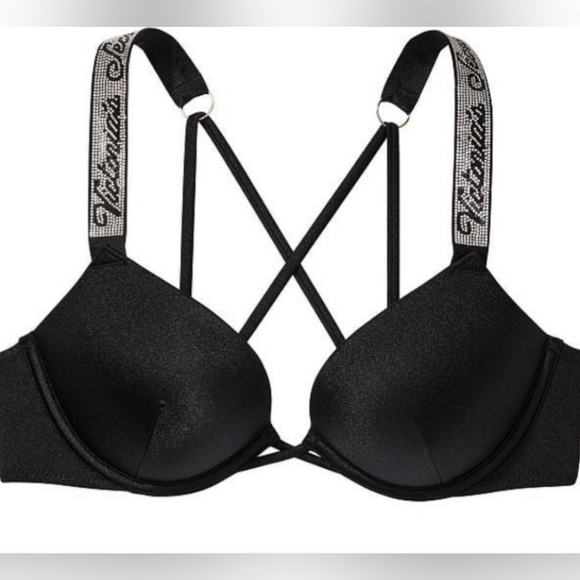 "Various Sizes" VS Swim Shine Strap Bombshell PushUp Bikini Top Black - Picture 1 of 1
